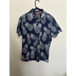 tori richard hawaiian shirt large, Blue/White Pineapple,Cotton Pucker Lawn